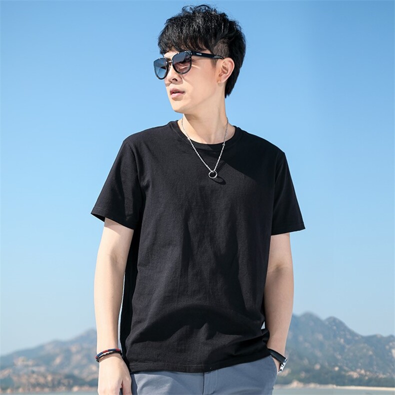 白色短袖t恤男士夏季休闲百搭舒适纯色半袖T恤-T4,男装T恤,星座1804