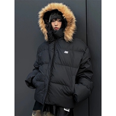 网图连帽R字图标可拆卸毛领棉衣棉服外套男女秋冬保暖N83-P108，男装棉衣，电商C310