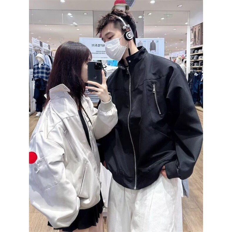立领工装飞行员夹克男春秋新款美式复古宽松拉链设计感棒球服外套,男装夹克,星座1210-1