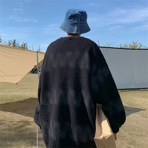 美式街头设计感圆领喷染毛衣男慵懒风休闲针织衫JY04P59图片