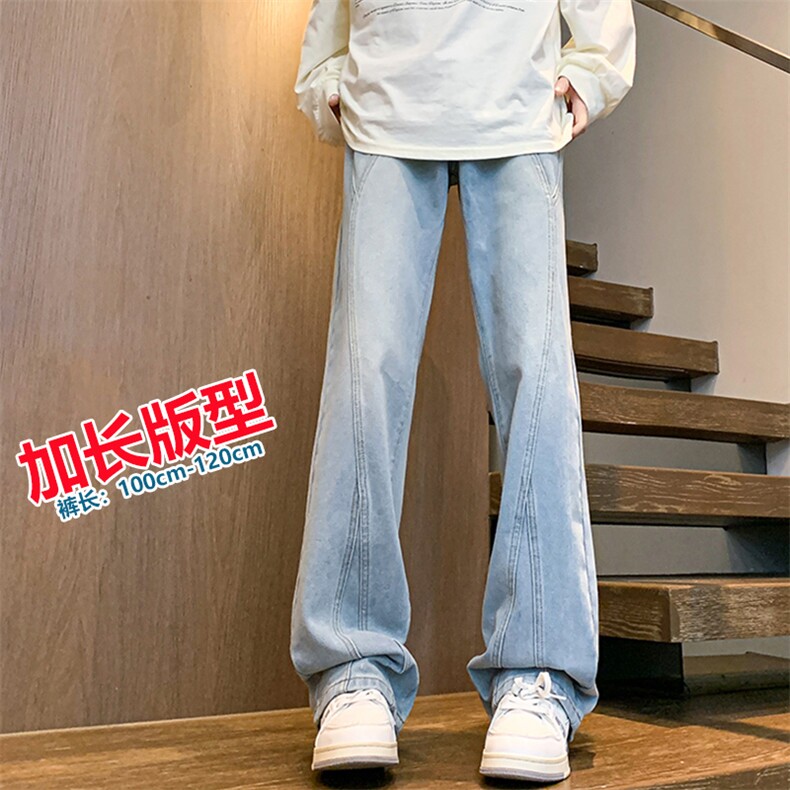 加长牛仔裤男高个子188cm110水洗复古渐变拼接裤子KZ014P63加绒73图片