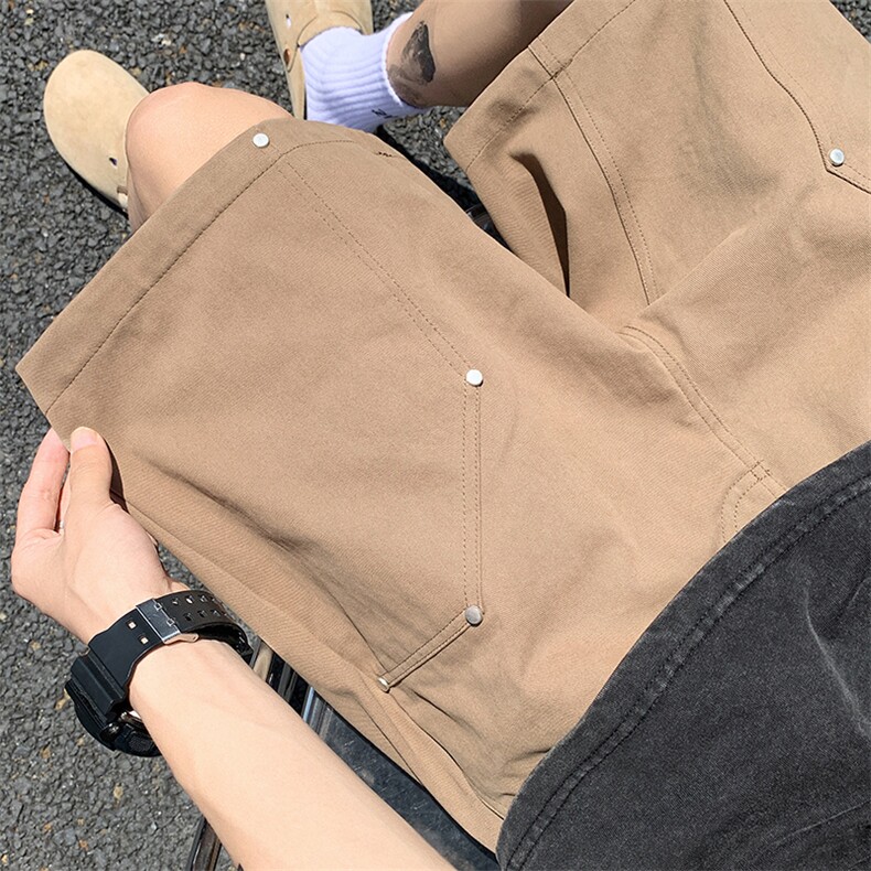 港风夏款男短裤铆钉拼接款直筒宽松五分裤D960P40,男装牛仔裤,星座1013-1
