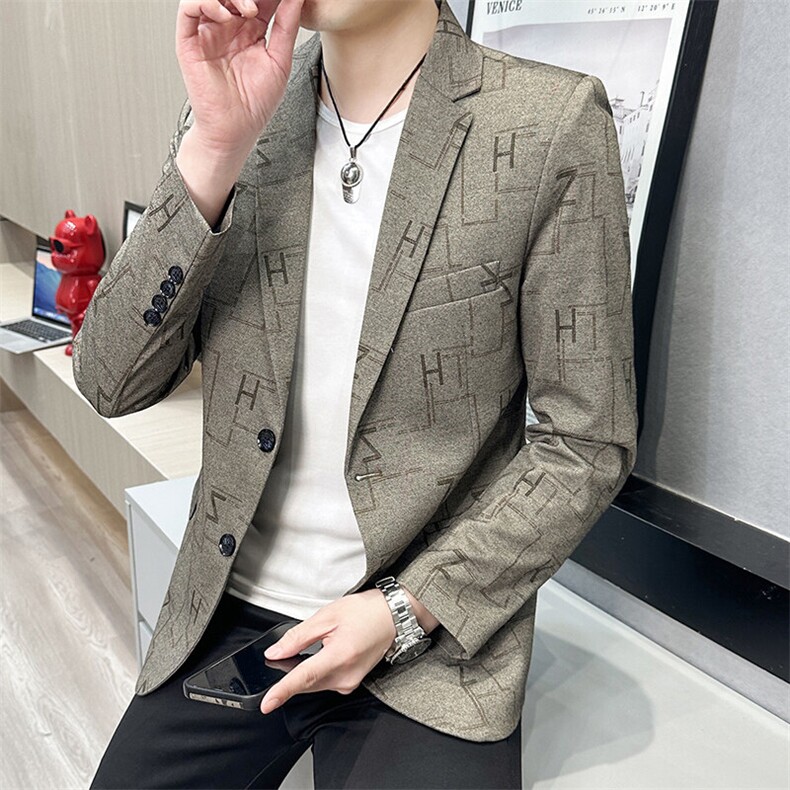 春秋帅气休闲韩版修身提花男士小西服两扣西服XZ613B-5313-P70,男装西服,星座613B
