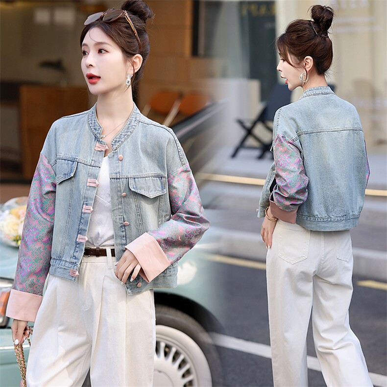盘扣牛仔外套女2025春秋新款新中式国风元素时尚休闲减龄女士上衣,女装牛仔外套,星宇服饰