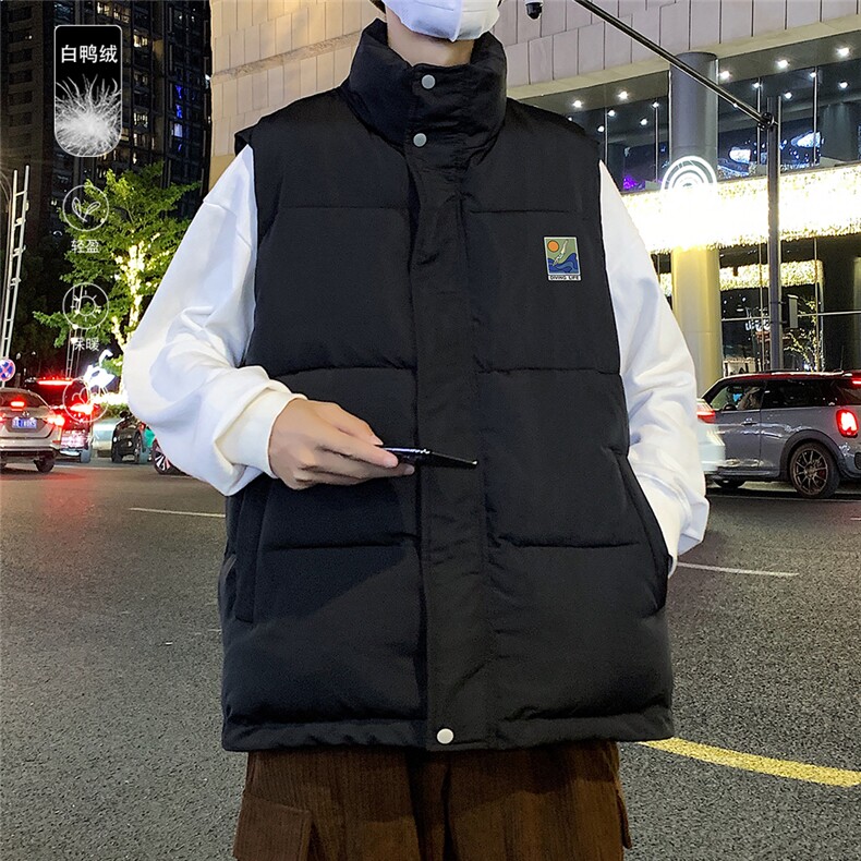 港风冬季新款立领马甲白鸭绒羽绒服男潮宽松男MJ613P115控158,男装羽绒服,电商A268A