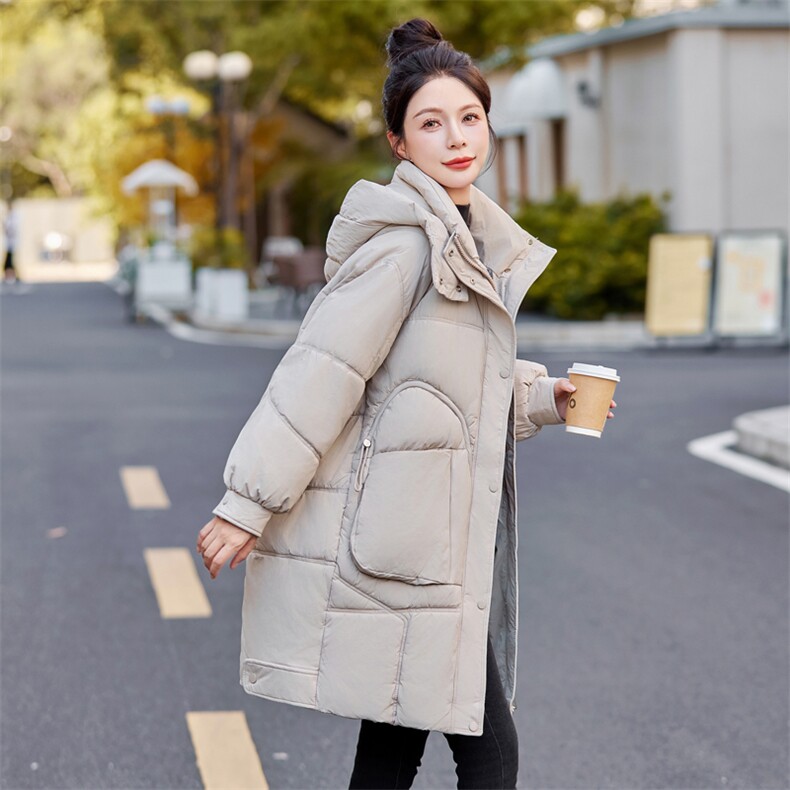 时尚新款女装棉衣加厚保暖羽绒棉外套气质显瘦中长款棉服,女装棉衣/棉服,利佳可人