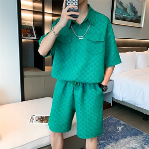 新款衬衫套装短袖短裤两件套搭配一套衣服 送链子 W3234套装P55图片
