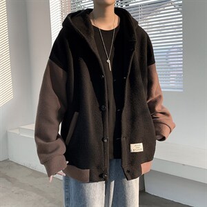 秋冬盐系外套百搭宽松连帽开衫卫衣男女情侣款 W2002P70控88图片