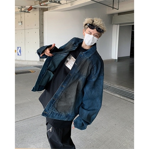 春秋季美式牛仔外套男设计感复古痞帅炸街潮牌夹克潮JK86311-68图片