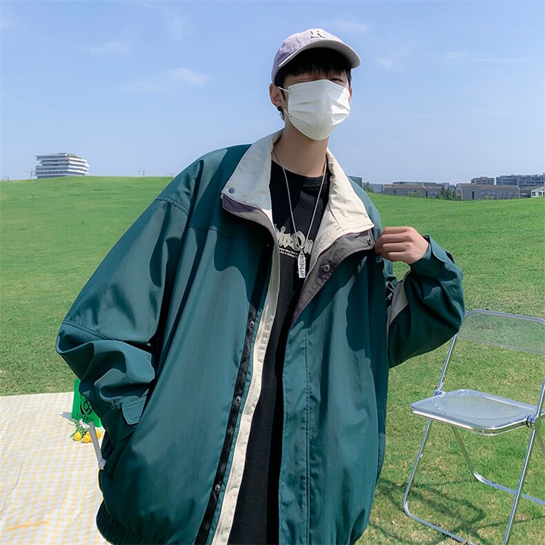新款日系机能撞色立领机能复古宽松夹克潮休闲冲锋衣JK0256-P70,男装夹克,星座308B-1