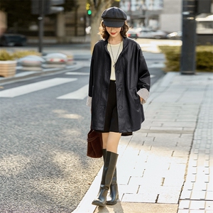 时髦皮衣外套女2025春秋新款休闲气质宽松立领PU皮夹克高级感上衣图片