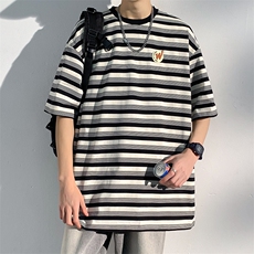 美式重磅短袖t恤男夏季潮牌青少年上衣宽松圆领半袖体恤T103-P33，男装T恤，星座308B-2