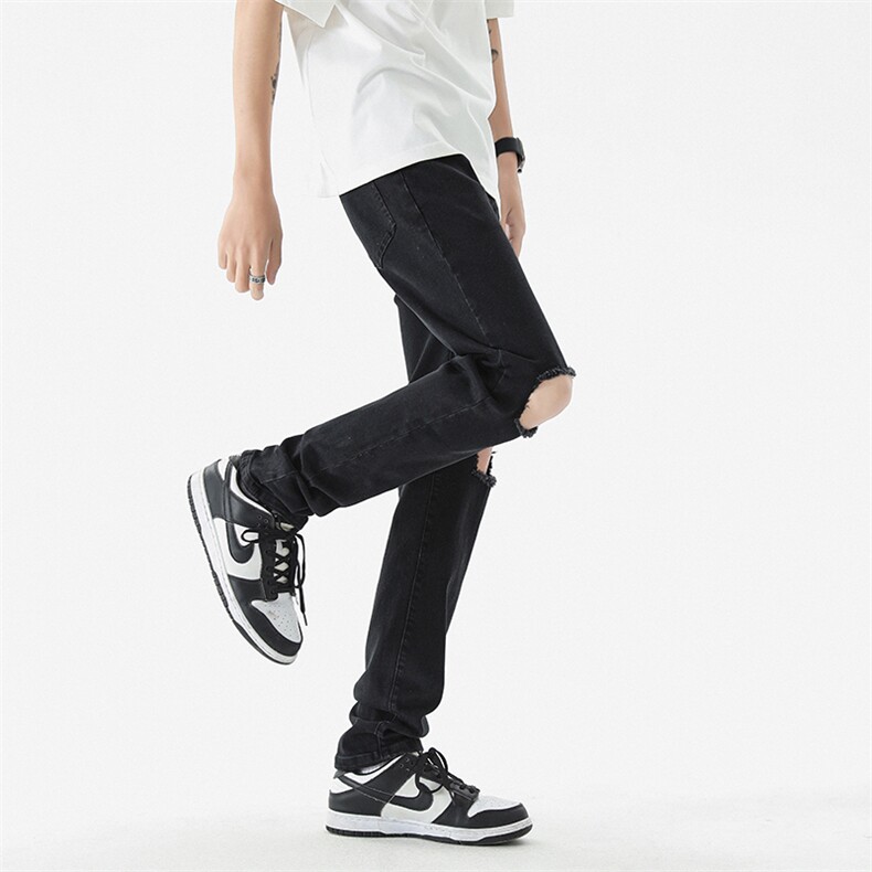 破洞牛仔裤修身B342-K7037-P60控78,男装牛仔裤,电商B342