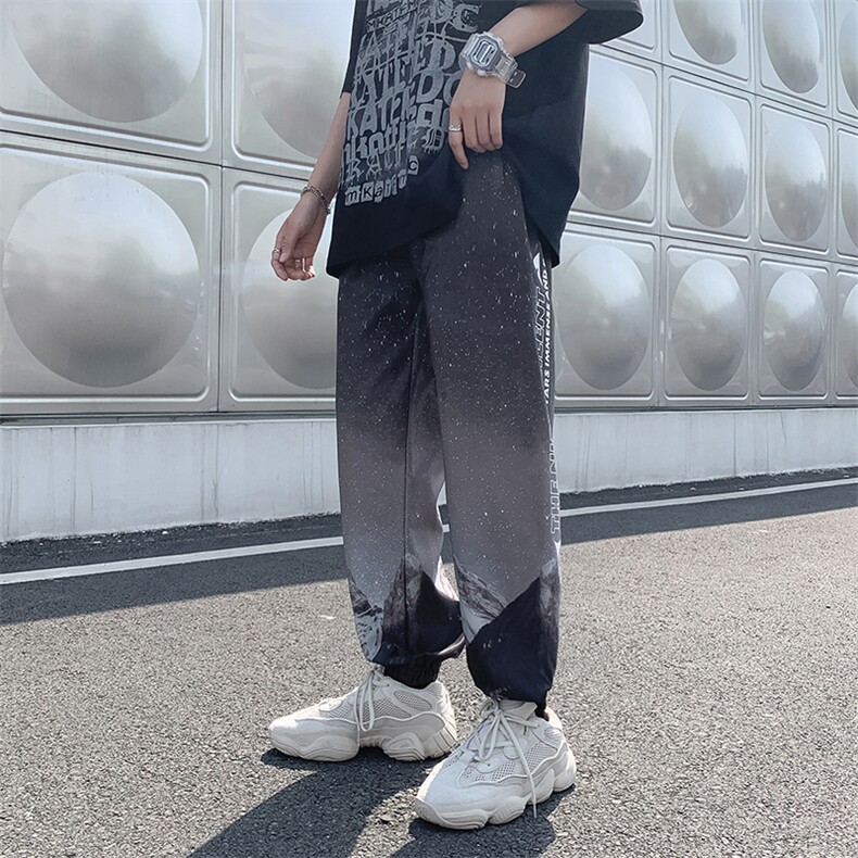 日系高街运动纯色韩版休闲裤宽松星空渐变九分束脚裤K1303-P30,男装休闲裤,星座512-4