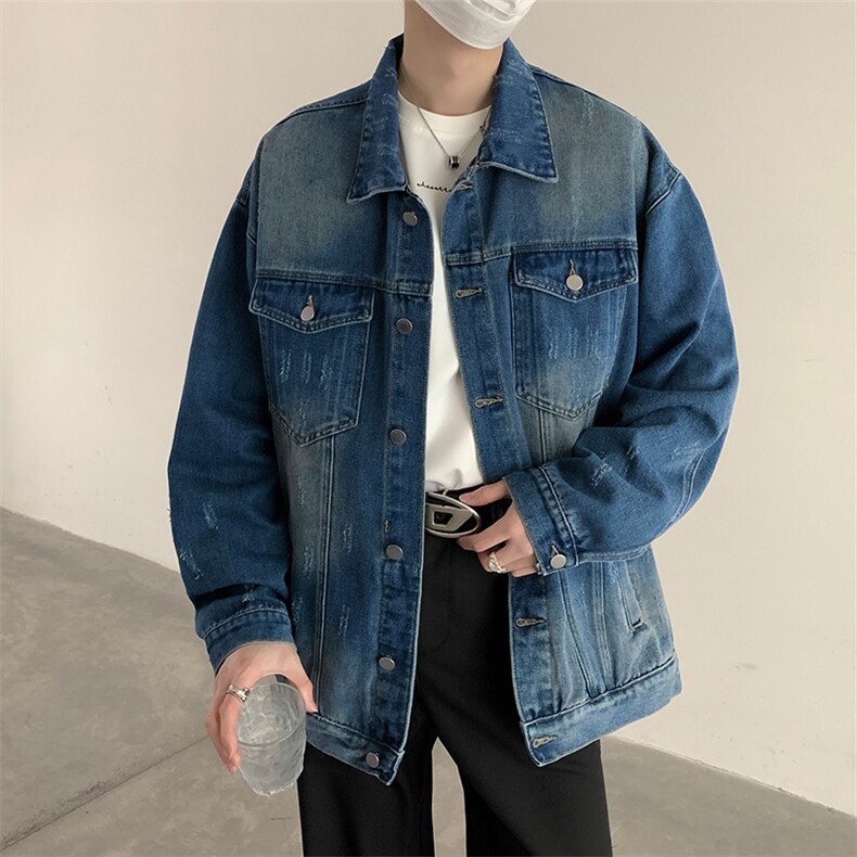 C2315-TP75控价108新款翻领宽松高街牛仔外套复古春季男牛仔夹克,男装夹克,电商A102-1