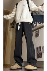 美式高街直筒牛仔裤男款阔腿微喇宽松百搭裤子潮牌KZ007P60加绒70，男装牛仔裤，电商B312