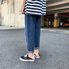 春夏坠感阔腿破洞牛仔裤男潮流直筒宽松裤子痞帅韩版百搭CN60-P35,男装牛仔裤,星座1008-1