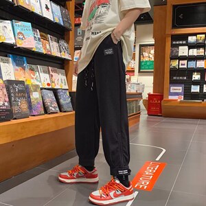 华夫格拉链束脚裤夏季薄款宽松潮流束脚休闲卫裤男 K3831-P33图片