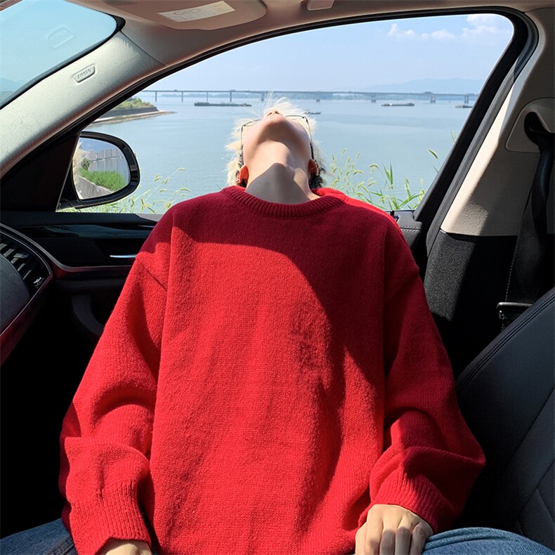 潮牌毛衣男冬百搭宽松圆领打底针织衫日系复古情侣线衣MY624-P40,男装T恤,星座308B-2