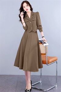 职业套装女高级感2024春秋新款时尚气质女神范小西装连衣裙两件套图片