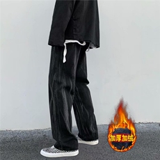 【数据好款】大货港风扎染直筒拖地加绒牛仔裤男阔腿N7095-p40，男装牛仔裤，星座1008-2