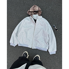 加绒加厚冬男连帽棉衣毛呢条纹格子夹棉棉袄卫衣外套MA9341P92，男装卫衣，星座1013-1