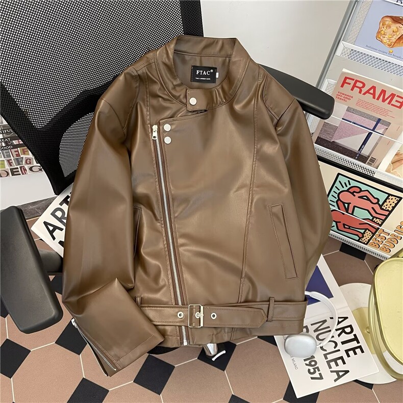 立领短款皮衣夹克外套男酷帅穿搭6662P82，男装夹克，星座410-2