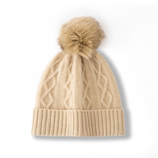 2025年春季新款百搭女士凌型提花翻边加厚保暖帽，帽子，窄众羊绒