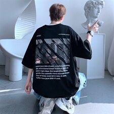2022港风大码短袖青少年宽松圆领印花情侣T恤517A-2-Y6602-P28，男装T恤，星座517A-2