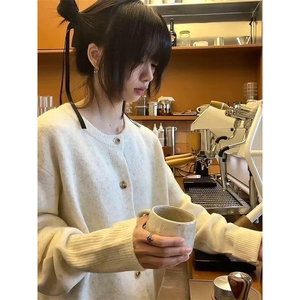 重磅秋冬男女北极绒开衫毛衣美式复古休闲慵懒风单排扣针织衫外套图片