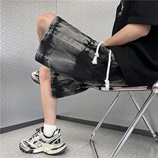 扎染牛仔短裤男夏季美式潮牌水洗复古宽松休闲五分裤子DK010-P42，男装牛仔裤，星座308B-1