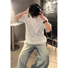 万针全刺绣工艺抖音得物高品质260克重磅纯棉双纱美式高街短袖T恤，男装T恤，电商A486