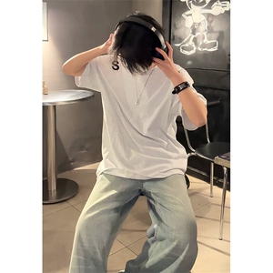 万针全刺绣工艺抖音得物高品质260克重磅纯棉双纱美式高街短袖T恤图片