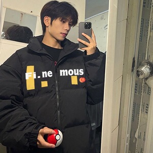 1506A/GM2850/P63潮牌冬季保暖轻薄棉服男款美式印花新款棉衣外套图片