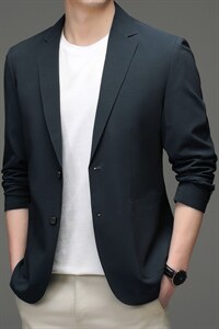 秋季新款2022宽松免烫男士西服长袖外套薄款翻领上衣时尚百搭图片