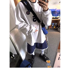 美式卫衣男女秋季复古新款球衣风t恤长袖潮牌上衣外套L66022-P50，男装T恤，星座1008