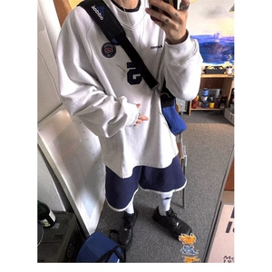 美式卫衣男女秋季复古新款球衣风t恤长袖潮牌上衣外套L66022-P50图片