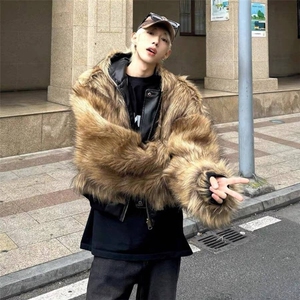 加绒加厚冬男连帽皮棉袄保暖座山雕两面穿棉衣皮外套MY888 P135图片