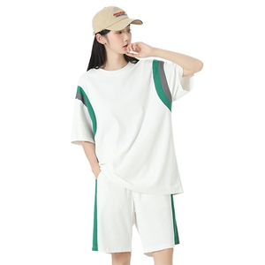 女模夏季现货主推情侣打码器港风休闲短袖套装男S16P50图片