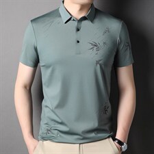冰丝无痕短袖t恤男夏季新款中青年轻薄透气半袖polo翻领衫，男装T恤，电商B212（原钱塘6029）
