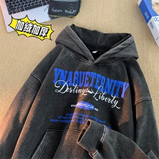 直播品质500克重磅潮牌美式做旧炒雪花水洗加绒卫衣H1355特P65，男装卫衣，电商A486