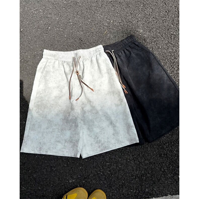 特批P23无差价夏季美式薄款扎染脏脏裤冰丝凉感大码短裤男DK5885图片