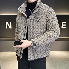 贴标花纹立领皮羽绒服男休闲保暖上衣外套A329-YR9873-P185，男装羽绒服，电商A329