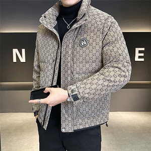 贴标花纹立领皮羽绒服男 休闲保暖上衣外套 A329-YR9873-P185图片