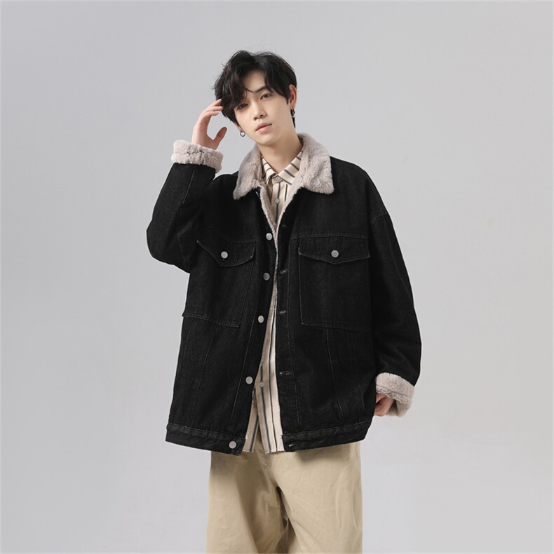 现货加绒牛仔棉服男冬季棉衣外套羊羔绒翻领夹克毛领MY2220-P110,男装夹克,星座1103-3