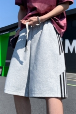 三条杠运动短裤男女宽松休闲设计感松紧腰条纹裤子DK8588-特价P30，男装牛仔裤，电商A007