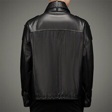DLSN-G22077新款羽绒皮衣男头层牛皮夹克立领商务男装P1250，男装皮衣，电商B360