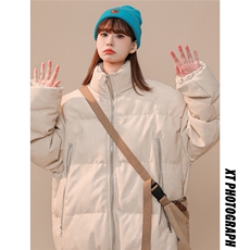 中性PU皮复古做旧双侧金属拉链设计夹克式棉衣男MY77092P130控198，男装夹克，星座227-7