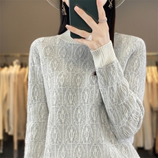 秋冬新款羊毛提花拼色半高领毛衣显瘦保暖时尚女装针织衫，女装羊毛衫，秋虹羊绒