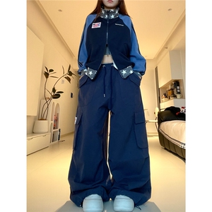 街头高街辣妹工装裤女2025新款宽松百搭休闲阔腿长裤CAB3120图片